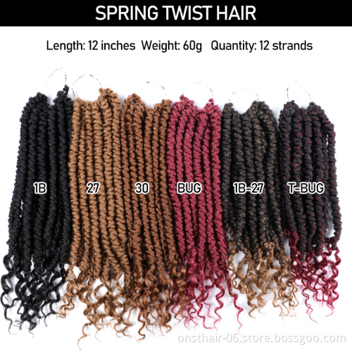 Onst Pre Spring Senegalese Twist Crochet Hair 12 Inch 60g Crochet Twist Hair with Curly Ends Spring Twist Crochet Braids 27